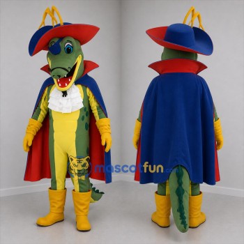 Custom Green and Blue Pirate Crocodile Mascot Costume Adult Full Body Suit for Pirate Parties