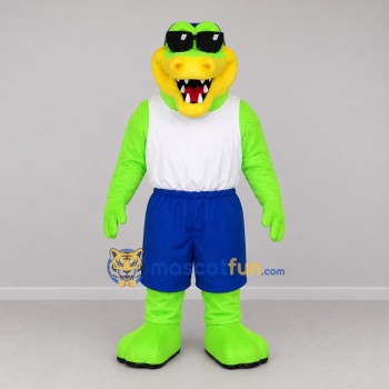 Custom Green and Blue Crocodile Mascot Costume Adult Full Body Suit for Summer Events