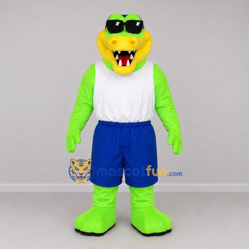 Custom Green and Blue Crocodile Mascot Costume Adult Full Body Suit for Summer Events