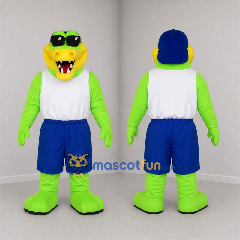 Custom Green and Blue Crocodile Mascot Costume Adult Full Body Suit for Summer Events