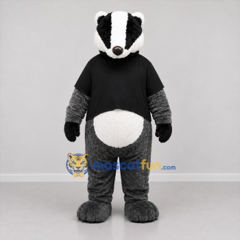 Custom Gray and Black Badger Mascot Costume Adult Full Body Suit for School Events
