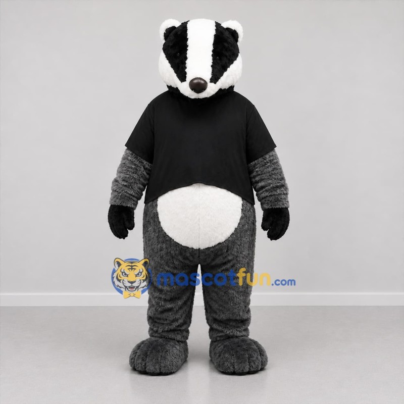 Custom Gray and Black Badger Mascot Costume Adult Full Body Suit for School Events
