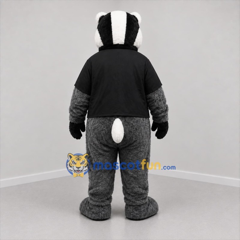 Custom Gray and Black Badger Mascot Costume Adult Full Body Suit for School Events