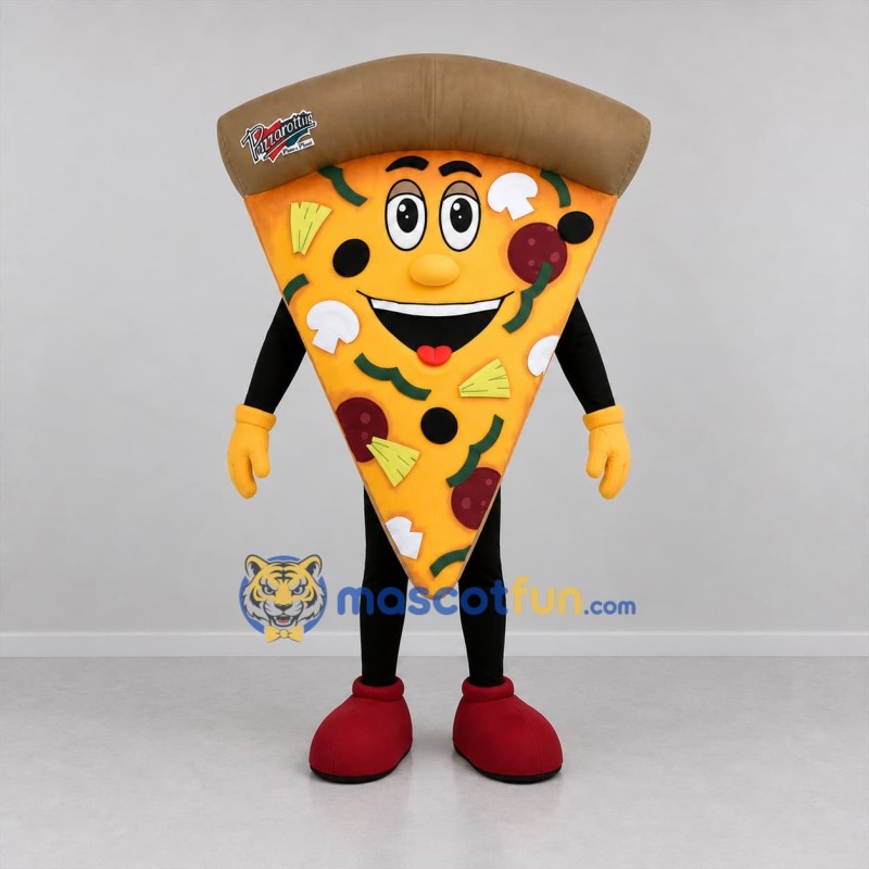 Custom Yellow and Brown Pizza Slice Mascot Costume Adult Full Body Suit for Restaurant Promotions
