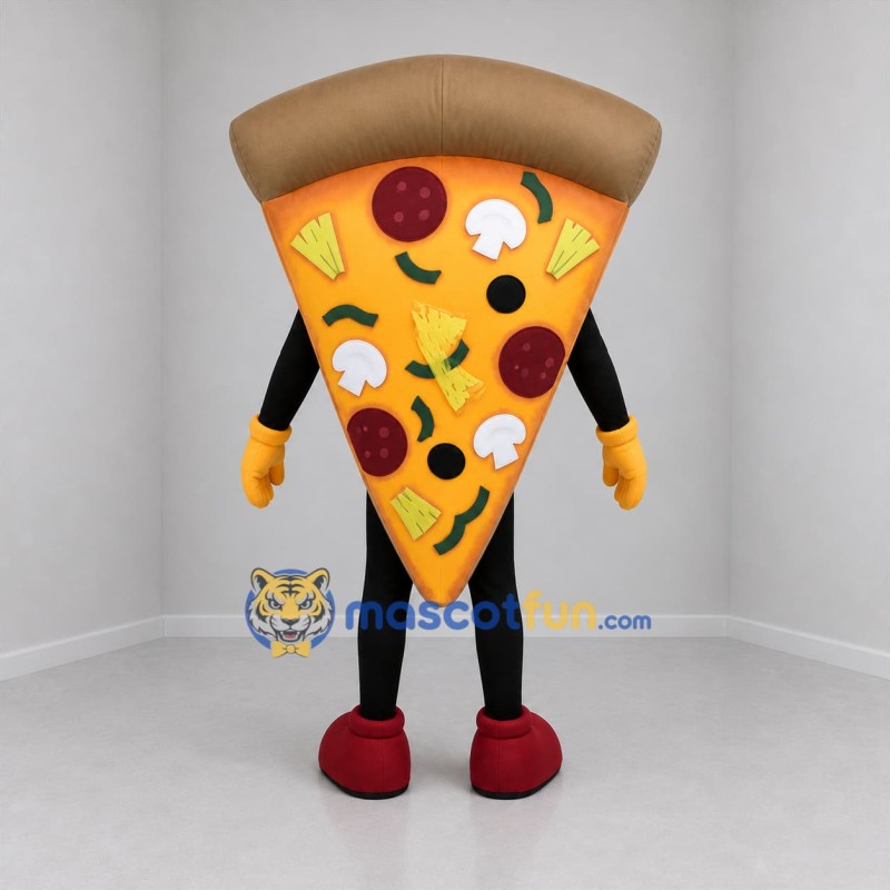 Custom Yellow and Brown Pizza Slice Mascot Costume Adult Full Body Suit for Restaurant Promotions