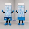 Custom Blue and White Office Building Mascot Costume Adult Full Body Suit for Real Estate Promotions
