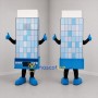 Custom Blue and White Office Building Mascot Costume Adult Full Body Suit for Real Estate Promotions