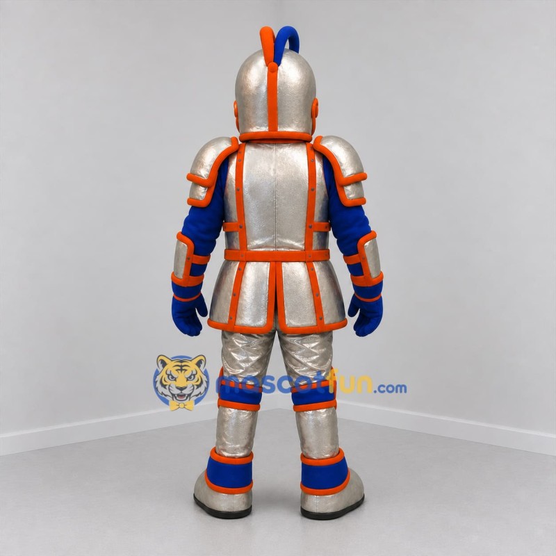 Custom Silver and Orange Knight Mascot Costume Adult Full Body Suit for Medieval Festivals