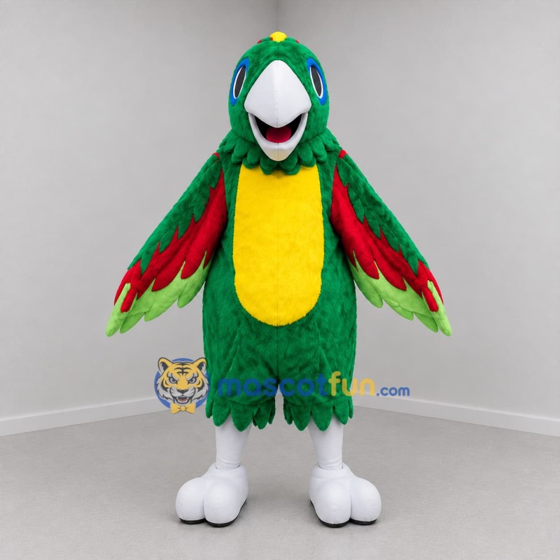Custom Green and Yellow Parrot Mascot Costume Adult Full Body Suit for Tropical Events