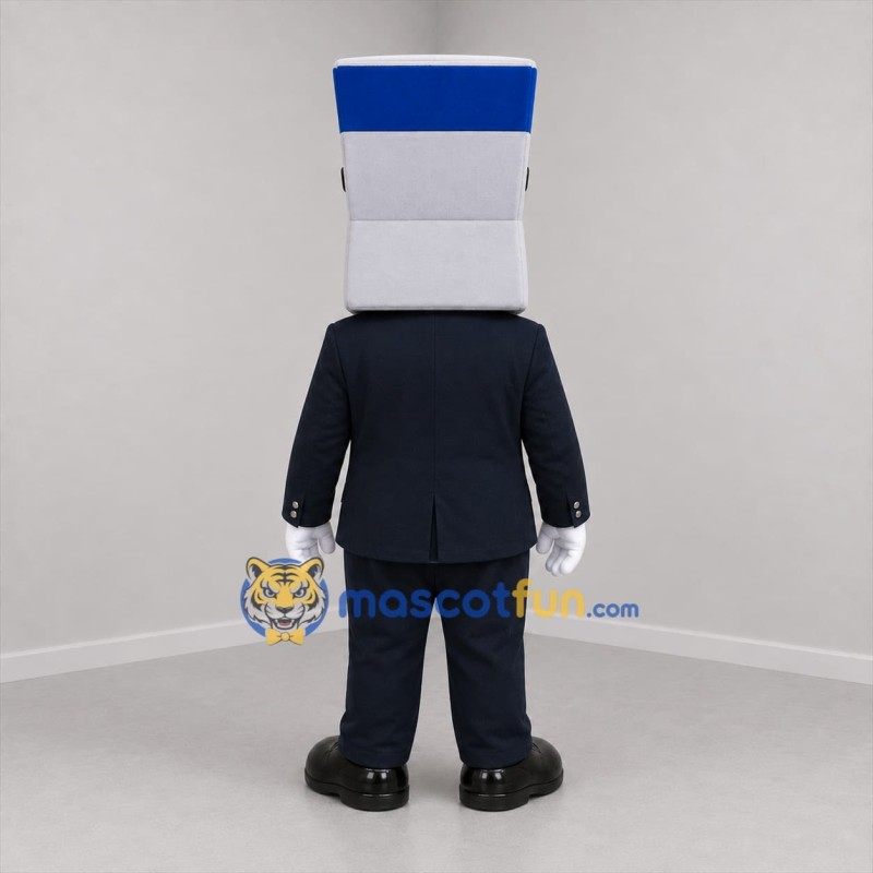 Custom Gray and Blue Technology Character Mascot Costume Adult Full Body Suit for Trade Shows