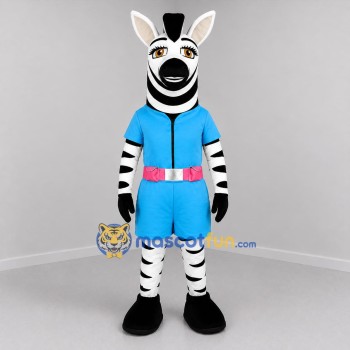Custom Black and Blue Zebra Mascot Costume Adult Full Body Suit for School Events