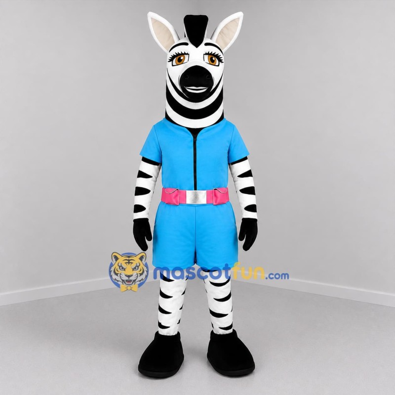 Custom Black and Blue Zebra Mascot Costume Adult Full Body Suit for School Events