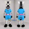 Custom Black and Blue Zebra Mascot Costume Adult Full Body Suit for School Events