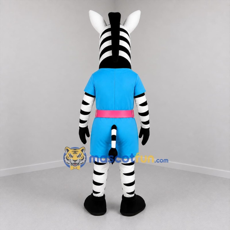 Custom Black and Blue Zebra Mascot Costume Adult Full Body Suit for School Events