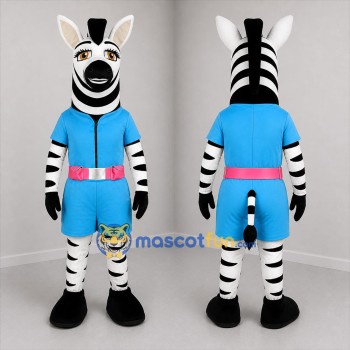 Custom Black and Blue Zebra Mascot Costume Adult Full Body Suit for School Events