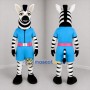 Custom Black and Blue Zebra Mascot Costume Adult Full Body Suit for School Events