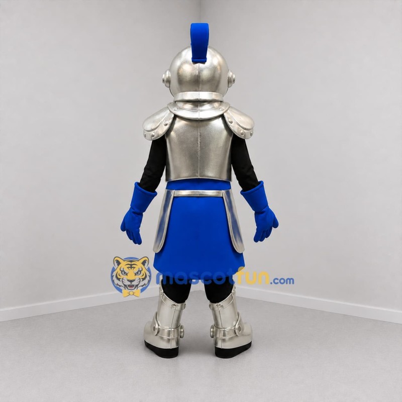 Custom Silver and Blue Knight Mascot Costume Adult Full Body Suit for Medieval Festivals
