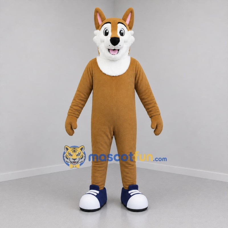 Custom Tan and White Dog Mascot Costume Adult Full Body Suit for Pet Events