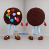Custom Brown and Blue Chocolate Cookie Mascot Costume Adult Full Body Suit for Bakery Promotions