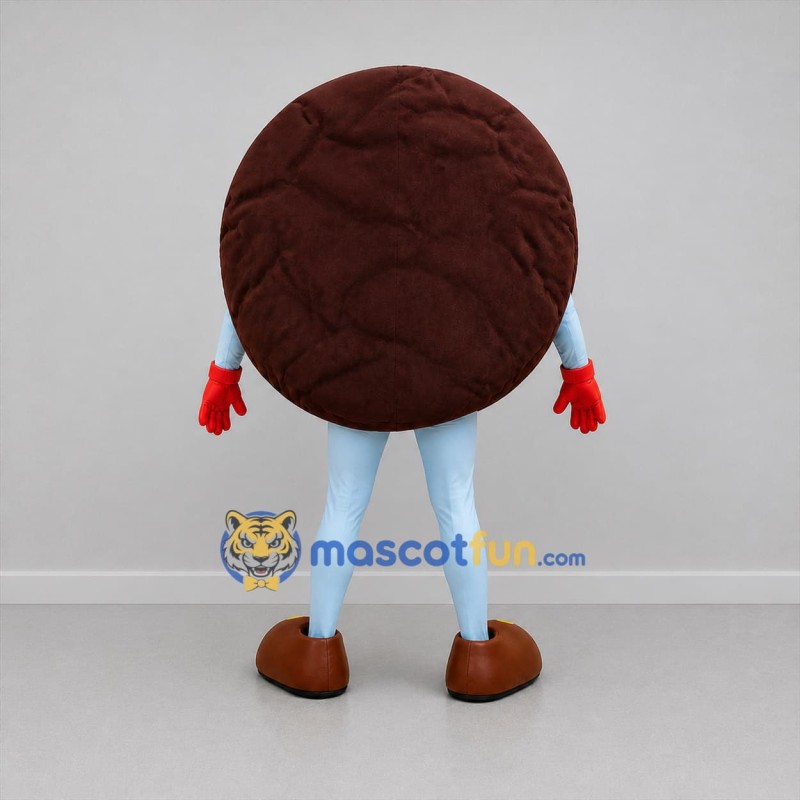 Custom Brown and Blue Chocolate Cookie Mascot Costume Adult Full Body Suit for Bakery Promotions