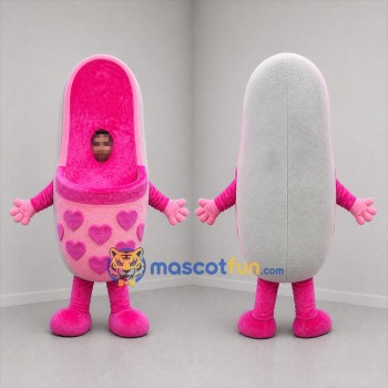 Custom Pink and White Slipper Mascot Costume Adult Full Body Suit for Retail Promotions