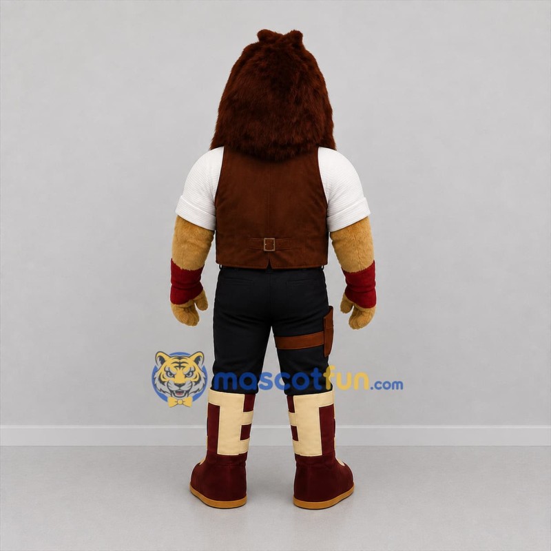 Custom Brown and White Adventurer Lion Mascot Costume Adult Full Body Suit for Adventure Events