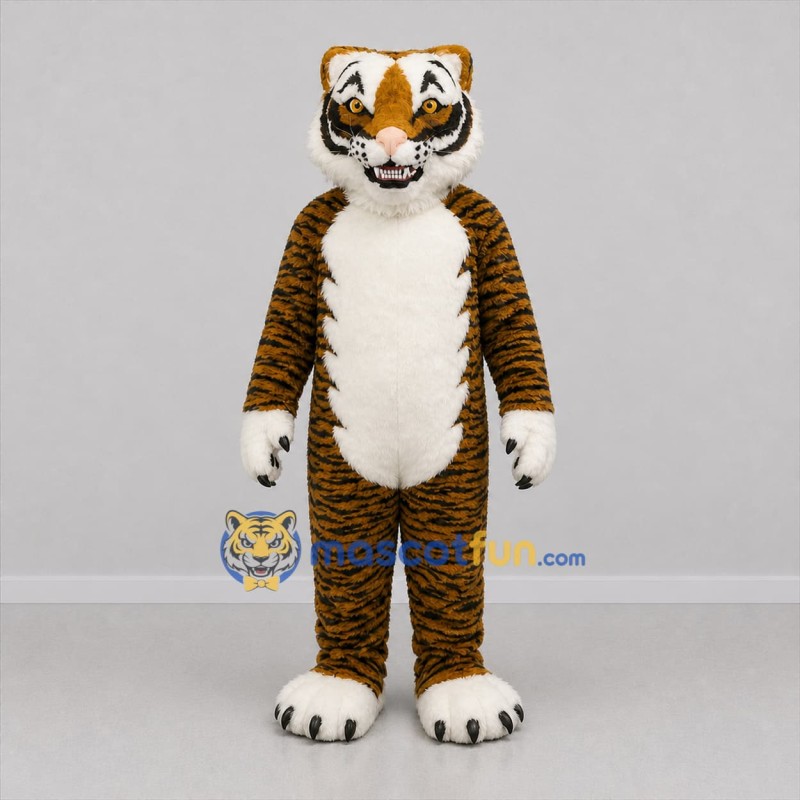 Custom Brown and White Tiger Mascot Costume Adult Full Body Suit for Wildlife Events