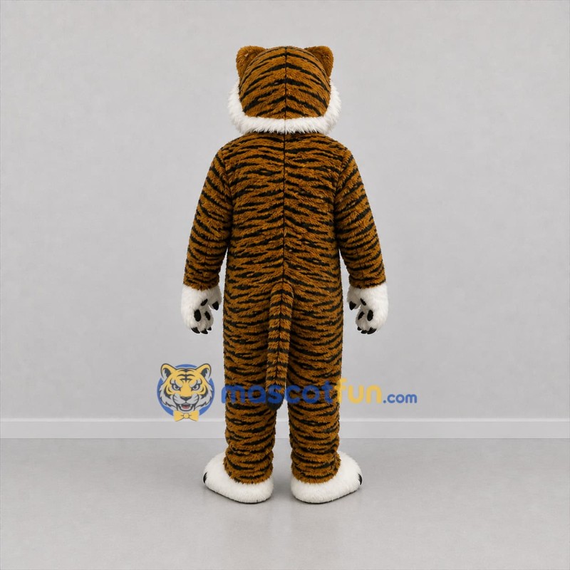 Custom Brown and White Tiger Mascot Costume Adult Full Body Suit for Wildlife Events