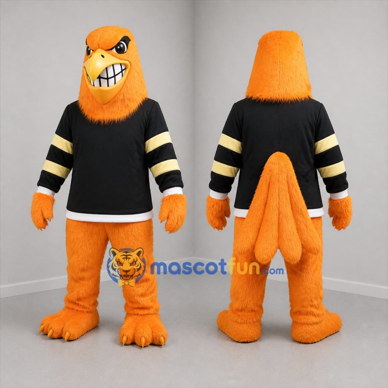 Custom Orange and Black Eagle Mascot Costume Adult Full Body Suit for Sports Events
