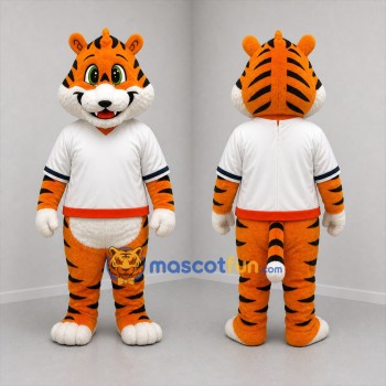 Custom Orange and White Tiger Mascot Costume Adult Full Body Suit for Sports Events
