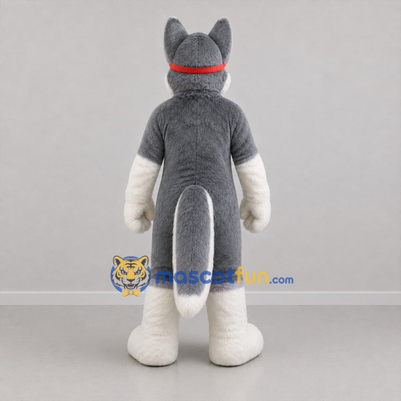 Custom Gray and White Wolf Mascot Costume Adult Full Body Suit for Sports Events