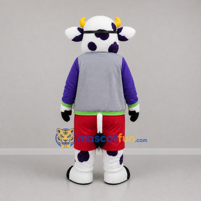 Custom White and Purple Bull Mascot Costume Adult Full Body Suit for Community Events