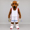 Custom Brown and White Basketball Bull Mascot Costume Adult Full Body Suit for Sports Events