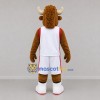 Custom Brown and White Basketball Bull Mascot Costume Adult Full Body Suit for Sports Events
