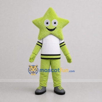 Custom Green and White Star Mascot Costume Adult Full Body Suit for School Events