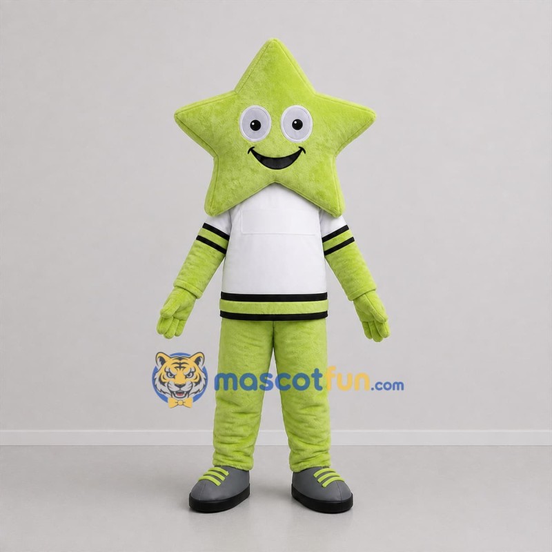 Custom Green and White Star Mascot Costume Adult Full Body Suit for School Events