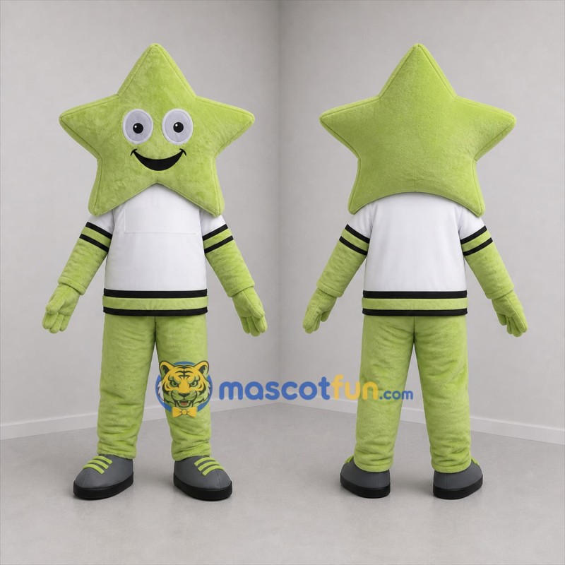 Custom Green and White Star Mascot Costume Adult Full Body Suit for School Events