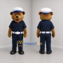 Custom Brown and Navy Blue Uniformed Bear Mascot Costume Adult Full Body Suit for Community Events