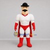 Custom Red and White Mustached Superhero Mascot Costume Adult Full Body Suit for Costume Parties