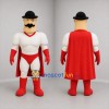 Custom Red and White Mustached Superhero Mascot Costume Adult Full Body Suit for Costume Parties