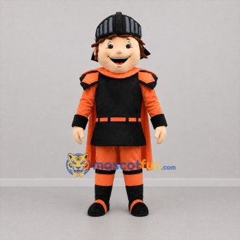 Custom Orange and Black Knight Mascot Costume Adult Full Body Suit for Medieval Festivals