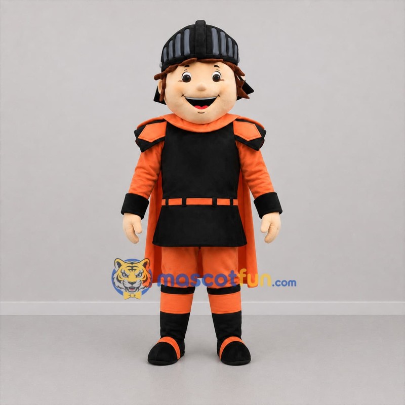 Custom Orange and Black Knight Mascot Costume Adult Full Body Suit for Medieval Festivals