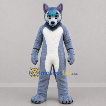 Custom Gray and White Husky Dog Mascot Costume Adult Full Body Suit for Costume Parties