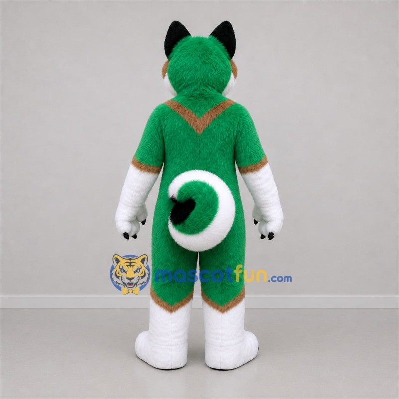Custom Green and White Husky Dog Mascot Costume Adult Full Body Suit for Sports Events