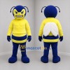 Custom Blue and Yellow Bee Mascot Costume Adult Full Body Suit for Sports Events