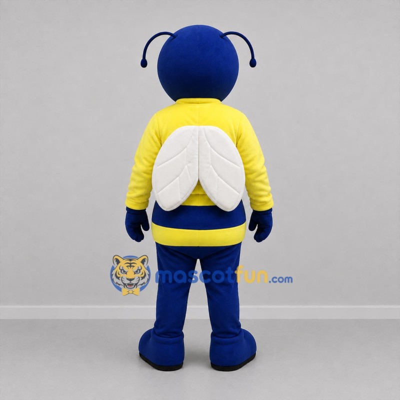 Custom Blue and Yellow Bee Mascot Costume Adult Full Body Suit for Sports Events