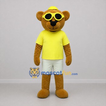 Custom Brown and Yellow Beach Bear Mascot Costume Adult Full Body Suit for Summer Events