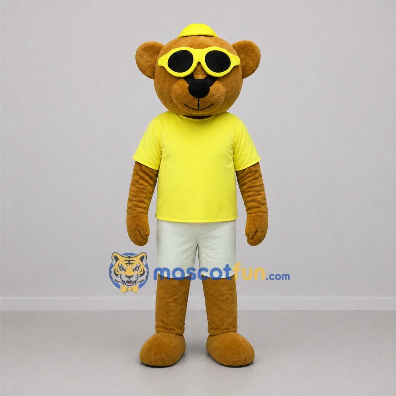 Custom Brown and Yellow Beach Bear Mascot Costume Adult Full Body Suit for Summer Events
