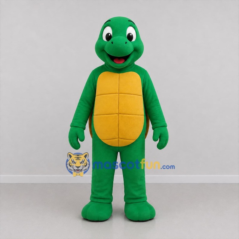 Custom Green and Yellow Turtle Mascot Costume Adult Full Body Suit for School Events