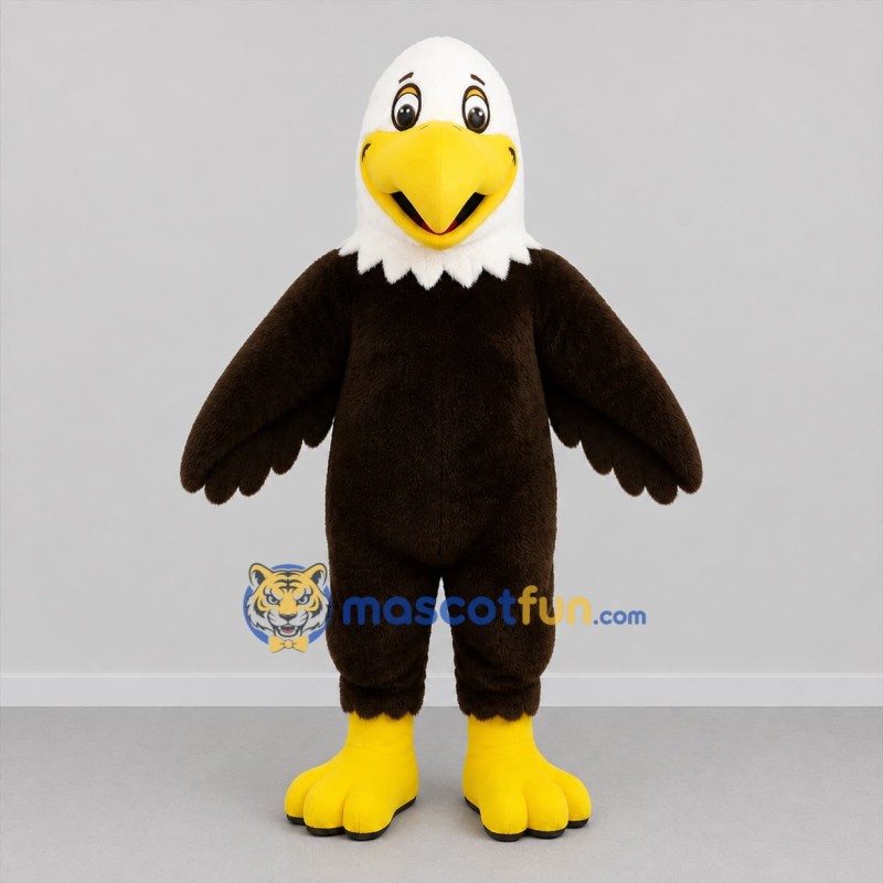 Custom Brown and White Bald Eagle Mascot Costume Adult Full Body Suit for Wildlife Events